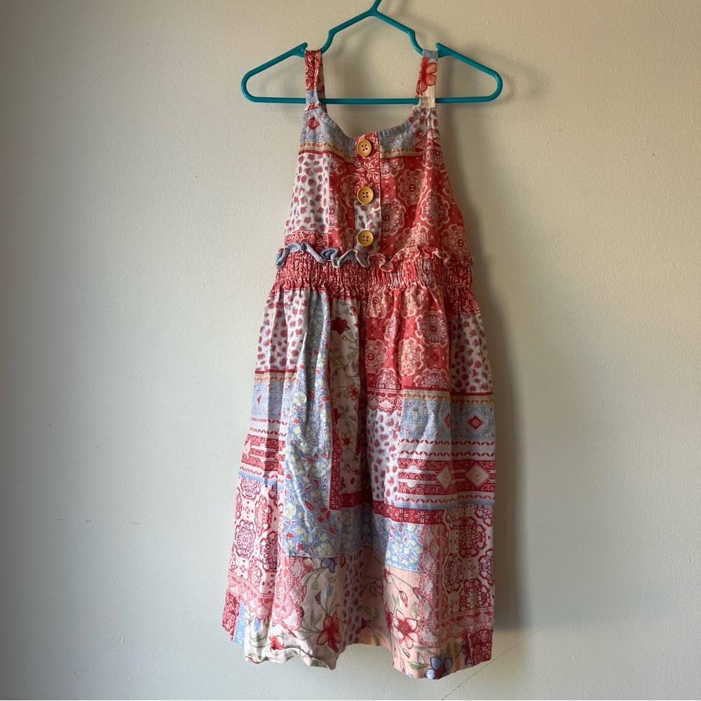 🌼 5/$20 Vince Camuto Girls Size 8 Patchwork Sundress Linen Blend  Boho Summer